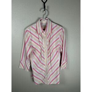 Vintage Banana Republic Button Front Shirt Size Medium Striped Made in Hong Kong